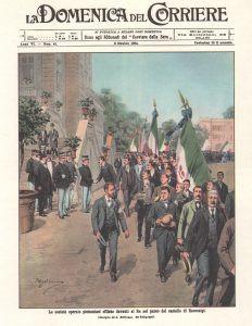  Copertina della Domenica del Corriere Le Società Operaie porgono le congratulazioni al Re Vittorio Emanuele III